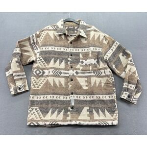 Mens Tribal Printed Shirt Jacket Long Sleeved Winter Aztec Casual Southwestern